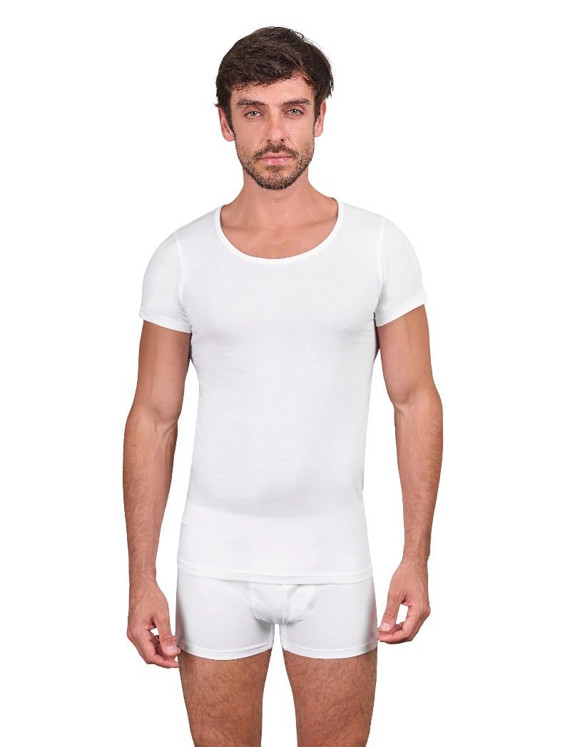 DICE Men Half Sleeves Undershirt Bundle of 6 White Shirts (100% Cotton) - Image 2